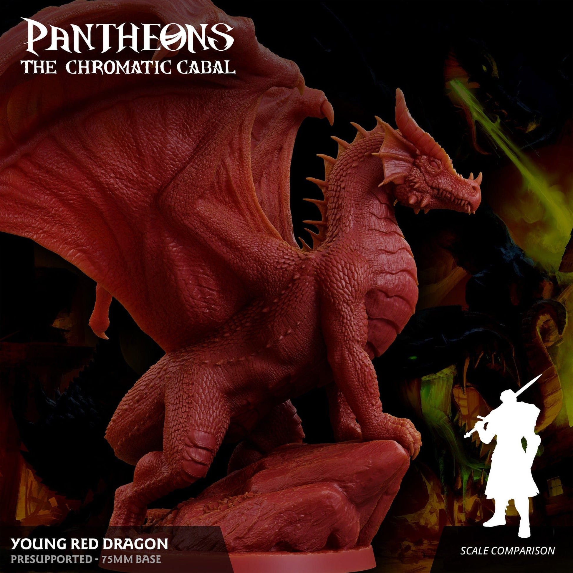 3D Printed Sordane Publishing Young Red Dragon Pantheons The Chromatic Cabal 28 32mm D&D - 3D Printing Boss 