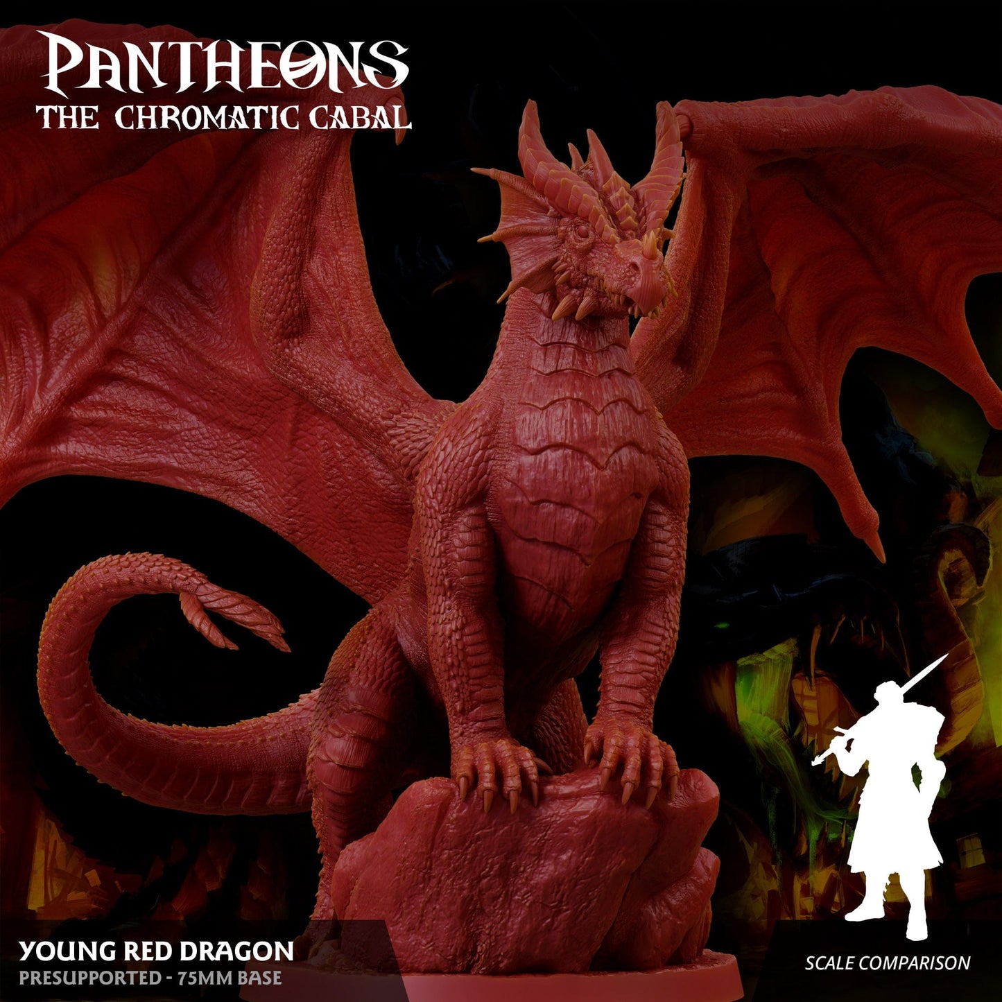 3D Printed Sordane Publishing Young Red Dragon Pantheons The Chromatic Cabal 28 32mm D&D - 3D Printing Boss 