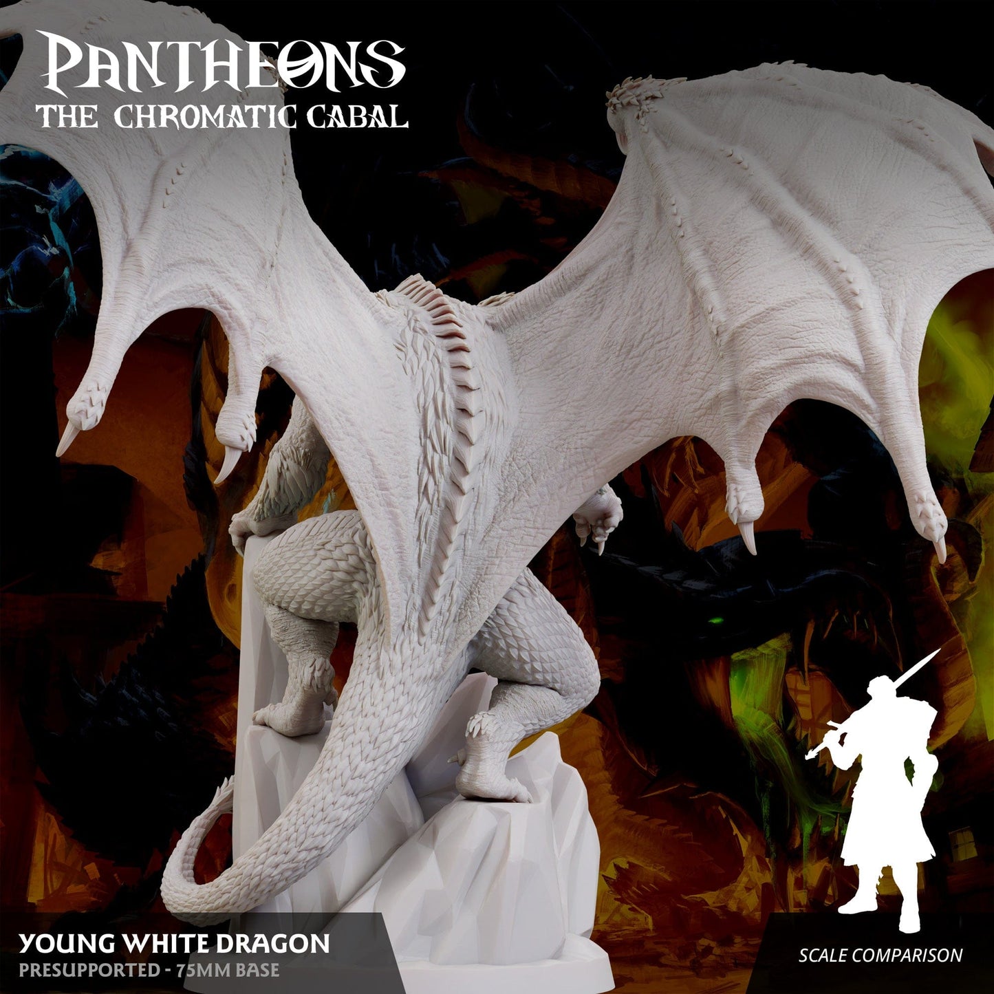 3D Printed Sordane Publishing Young White Dragon Pantheons The Chromatic Cabal 28 32mm D&D - 3D Printing Boss 