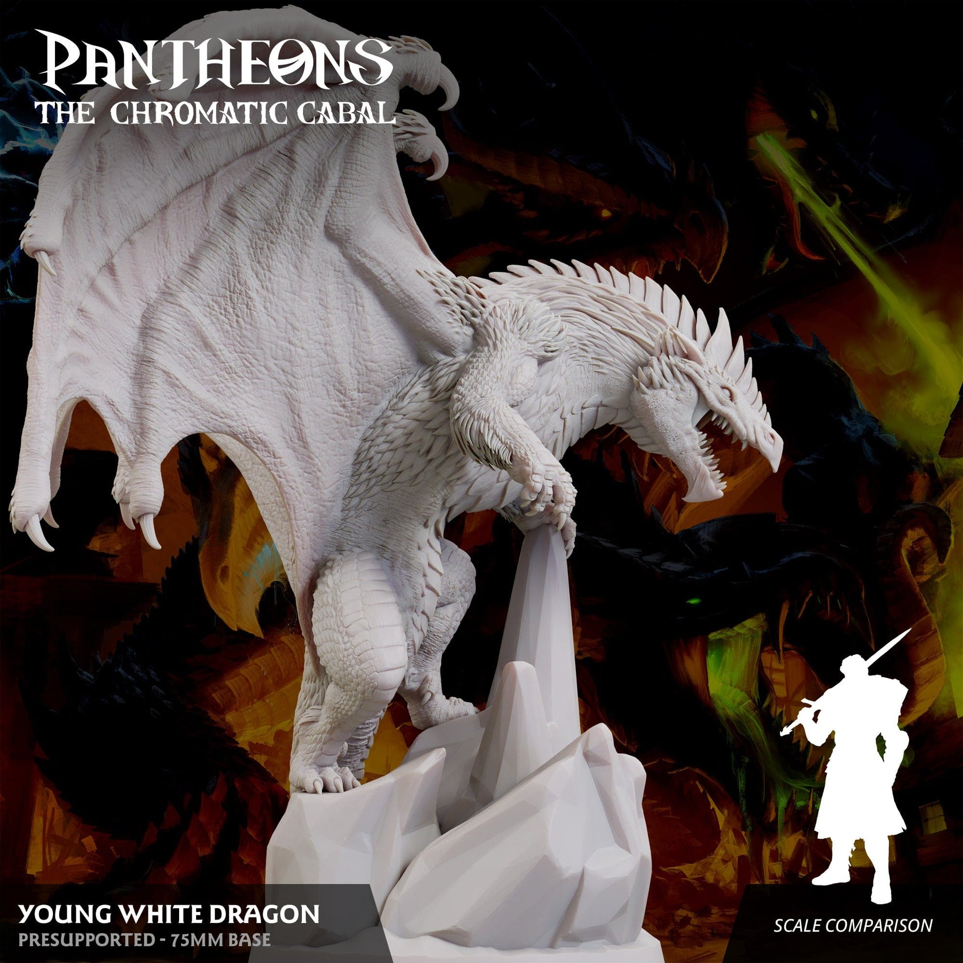3D Printed Sordane Publishing Young White Dragon Pantheons The Chromatic Cabal 28 32mm D&D - 3D Printing Boss 