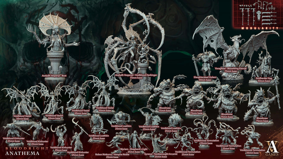 3D Printed Archvillain Games Voidblood Loathkin Bloodright - Anathema 28 32mm D&D - Charming Terrain