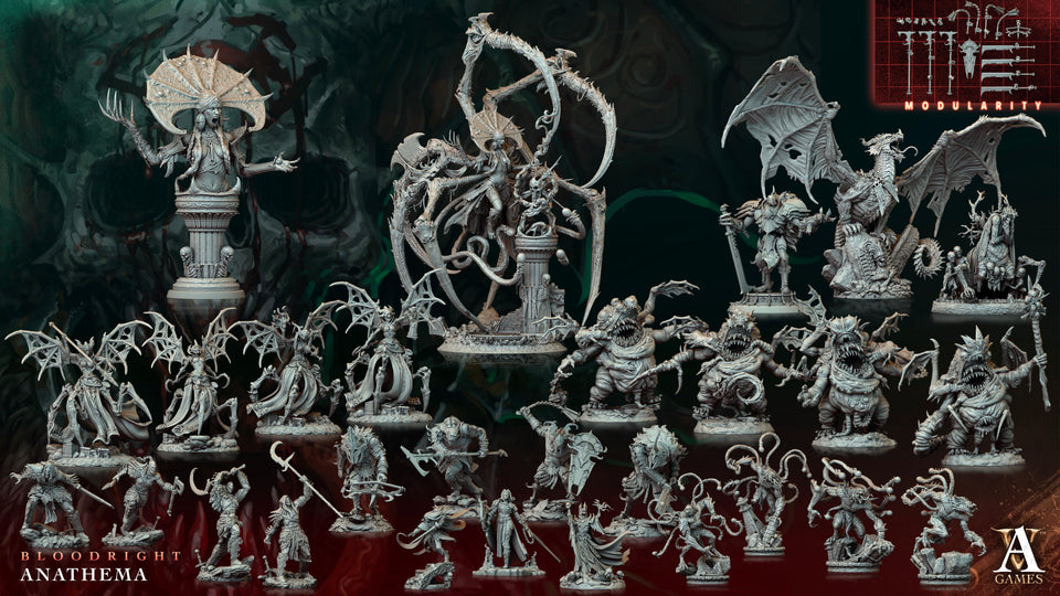 3D Printed Archvillain Games Voidblood Loathkin Bloodright - Anathema 28 32mm D&D - Charming Terrain