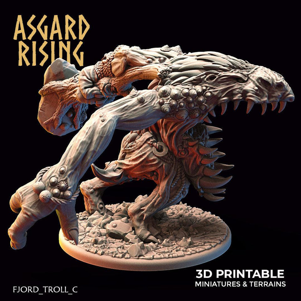 3D Printed Asgard Rising Fjord Troll Set 28 32 mm Wargaming DnD - Charming Terrain