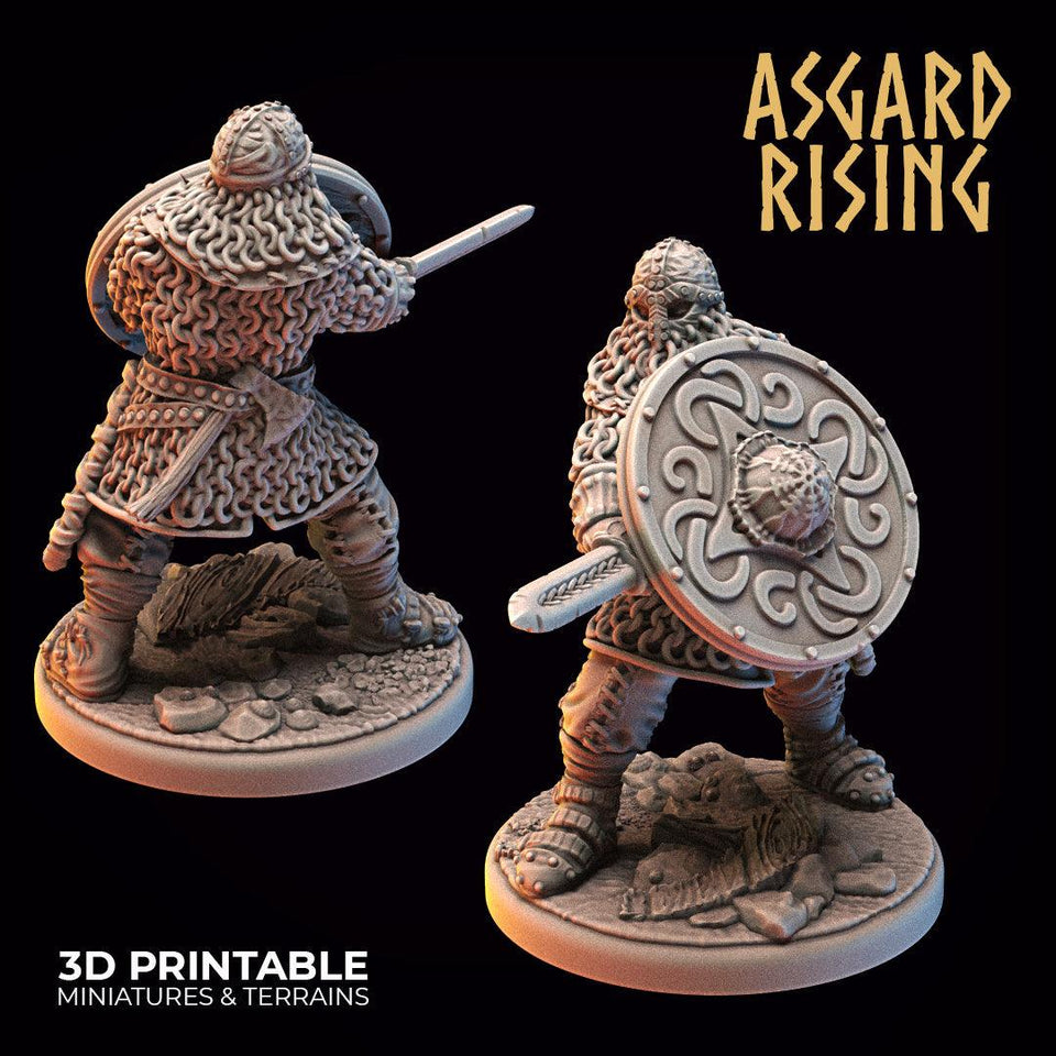 3D Printed Asgard Rising Midgard Viking Shieldman Set 28 32 mm Wargaming DnD - Charming Terrain