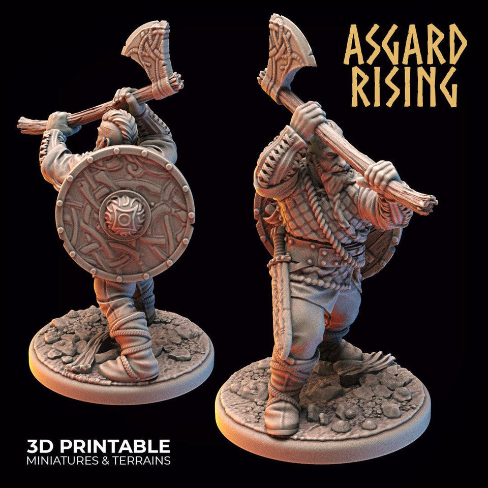 3D Printed Asgard Rising Midgard Viking Shieldman Set 28 32 mm Wargaming DnD - Charming Terrain