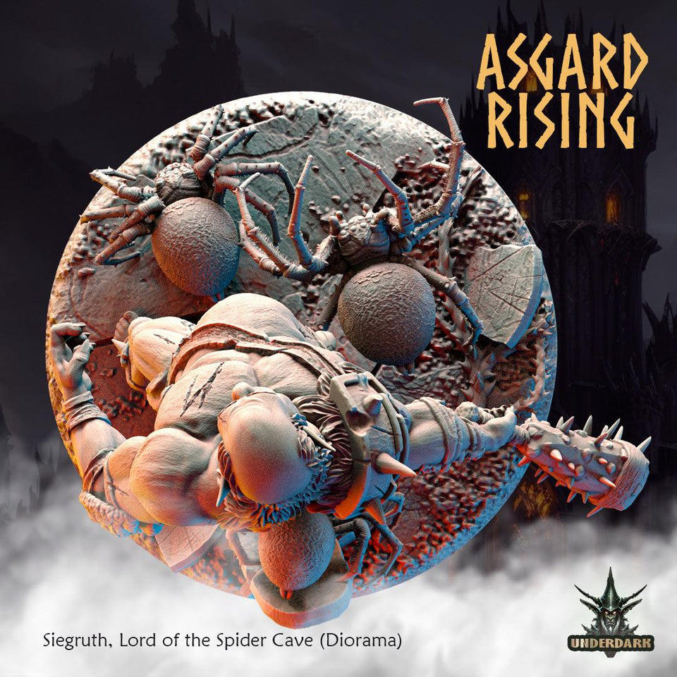 3D Printed Asgard Rising Siegruth Lord of the Spider Cave Diorama 28 32 mm Wargaming DnD - Charming Terrain