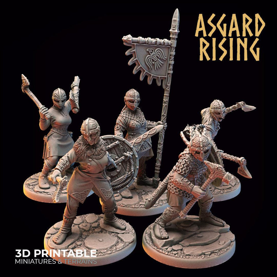 3D Printed Asgard Rising Viking Shieldmaidens Set 2 Viking Shieldmaidens Sets 28 32 mm Wargaming DnD - Charming Terrain