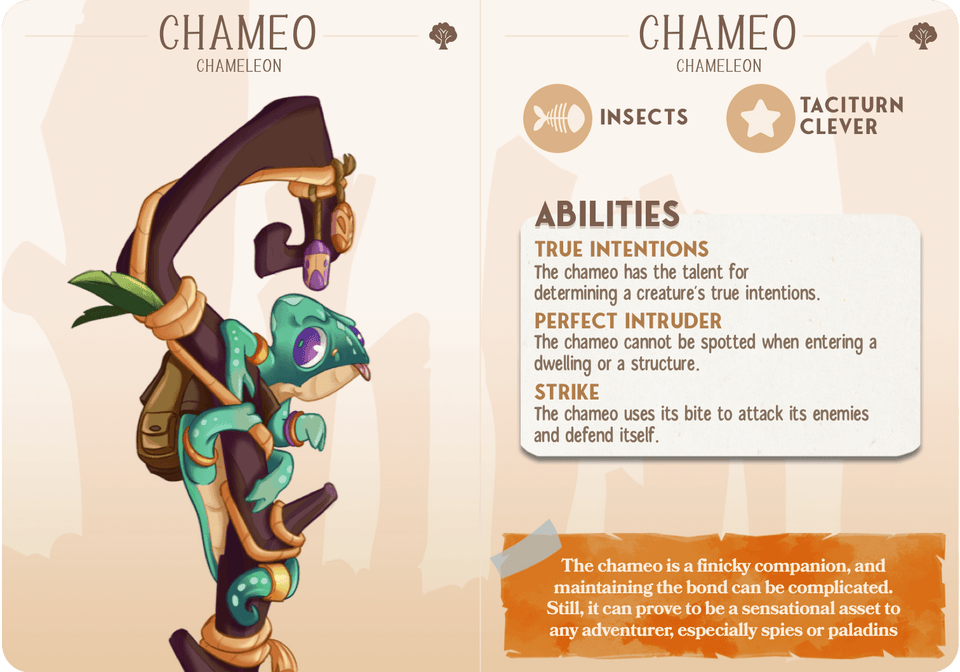 3D Printed Cast n Play Chameo - Chamaleon Companions 28mm 32mm D&D - Charming Terrain