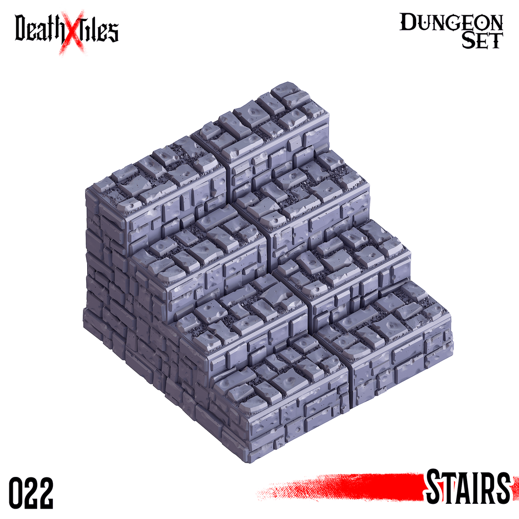 3D Printed Cast n Play Death x Tiles - Stairs Ramp Set 28mm 32mm D&D - Charming Terrain