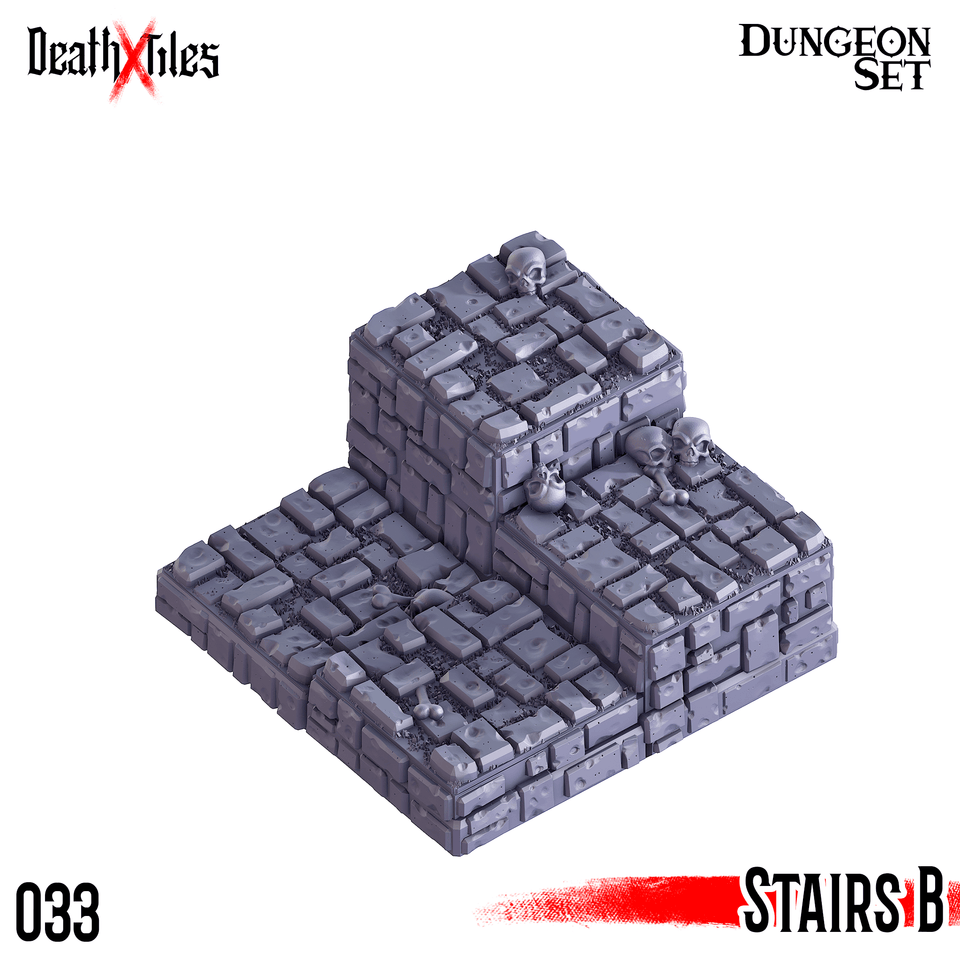 3D Printed Cast n Play Death x Tiles - Stairs Ramp Set 28mm 32mm D&D - Charming Terrain