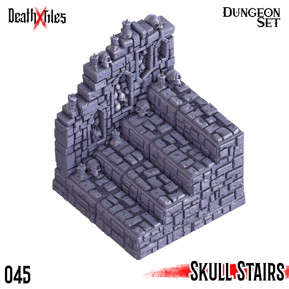 3D Printed Cast n Play Death x Tiles - Stairs Ramp Set 28mm 32mm D&D - Charming Terrain