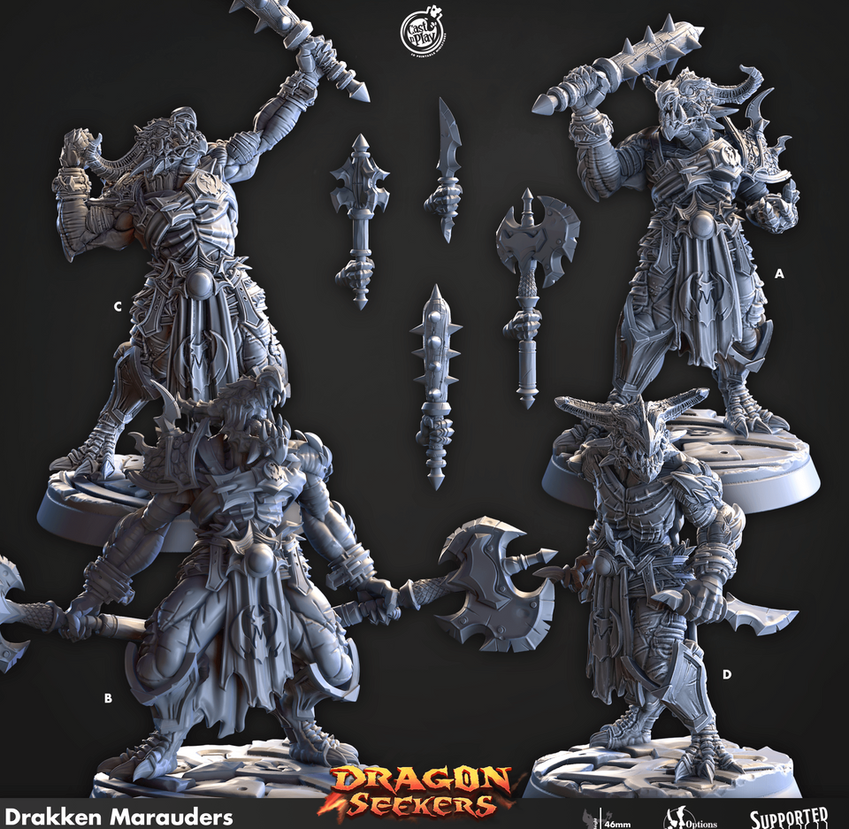 3D Printed Cast n Play Drakken Marauders Dragon Seekers Set 28mm 32mm D&D - Charming Terrain