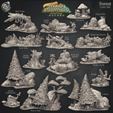 3D Printed Cast n Play Forest Core Set Forest Terrain Set Terrain Essentials Nature 28mm 32mm D&D - Charming Terrain