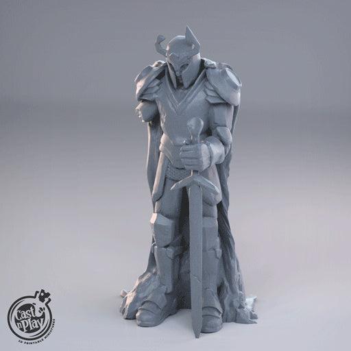 3D Printed Cast n Play Knight Statue 28mm 32mm D&D - Charming Terrain