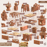 3D Printed Cast n Play Modular Factory Steampunk City 28mm 32mm D&D - Charming Terrain