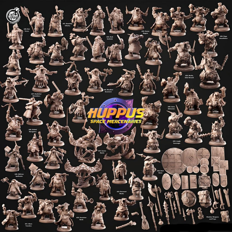 3D Printed Cast n Play Modular Hands Huppus, Space Mercenaries Set 28mm 32mm D&D - Charming Terrain
