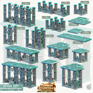 3D Printed Cast n Play Modular Platforms Elven City Set Terrain Essentials Vol III Exteriors 28mm 32mm D&D - Charming Terrain