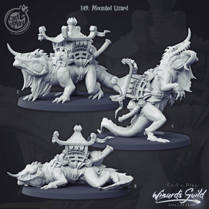 3D Printed Cast n Play Mounted Lizard 28mm 32mm D&D - Charming Terrain