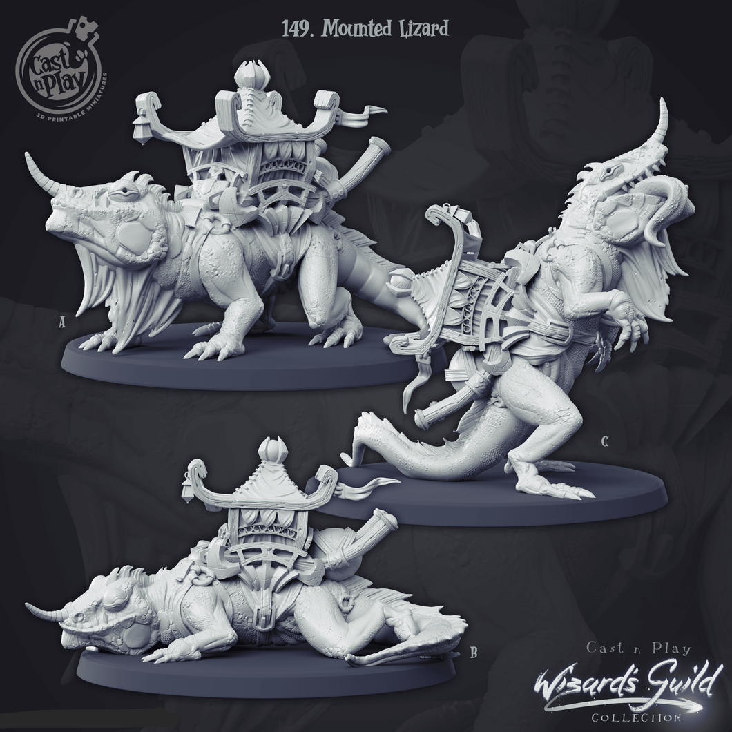 3D Printed Cast n Play Mounted Lizard 28mm 32mm D&D - Charming Terrain