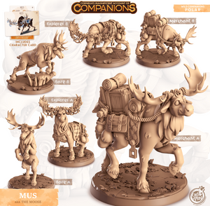 3D Printed Cast n Play Mus - The Moose Companions 28mm 32mm D&D - Charming Terrain