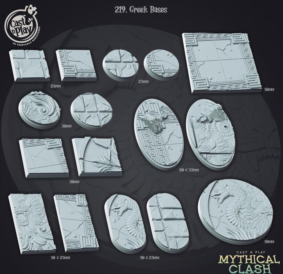 3D Printed Cast n Play Mythical Clash - Greek Bases Set 28mm 32mm D&D - Charming Terrain