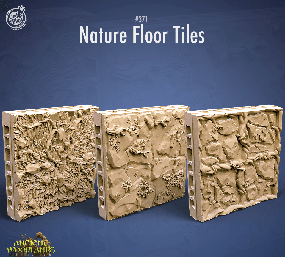 3D Printed Cast n Play Nature Floor Tiles Ancient Woodlands - 28mm 32mm D&D - Charming Terrain