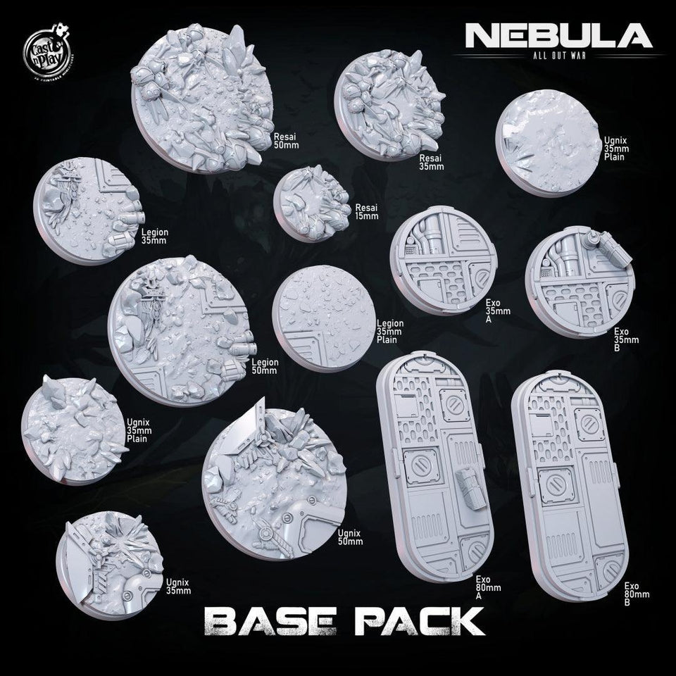 3D Printed Cast n Play Nebula Bases Pack Nebula All Out War 28mm 32mm D&D - Charming Terrain