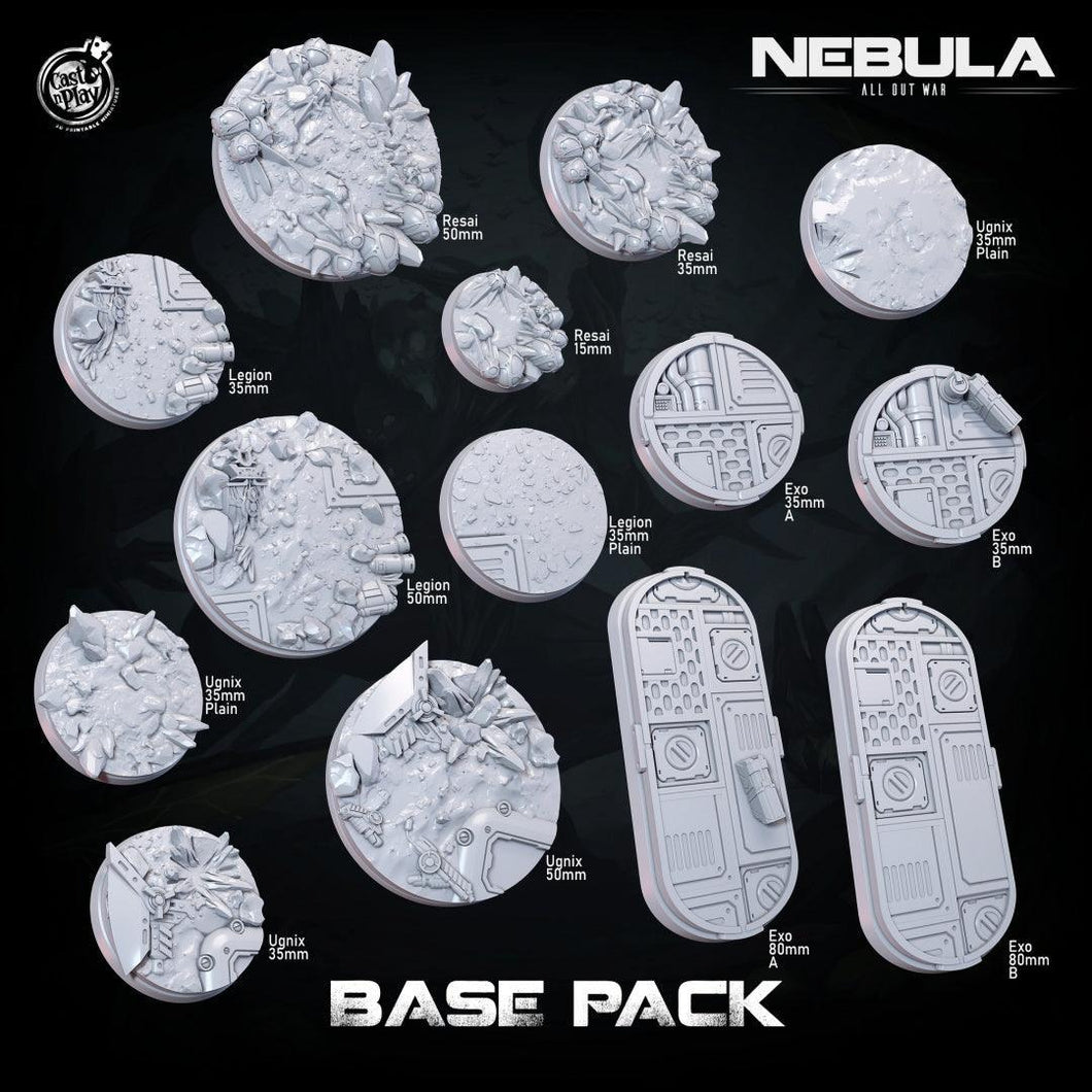 3D Printed Cast n Play Nebula Bases Pack Nebula All Out War 28mm 32mm D&D - Charming Terrain
