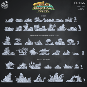 3D Printed Cast n Play Ocean Core Set Ocean Terrain Set Terrain Essentials Nature 28mm 32mm D&D - Charming Terrain