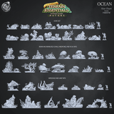 3D Printed Cast n Play Ocean Core Set Ocean Terrain Set Terrain Essentials Nature 28mm 32mm D&D - Charming Terrain