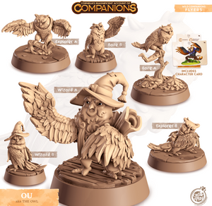 3D Printed Cast n Play Ou - Owl Companions 28mm 32mm D&D - Charming Terrain