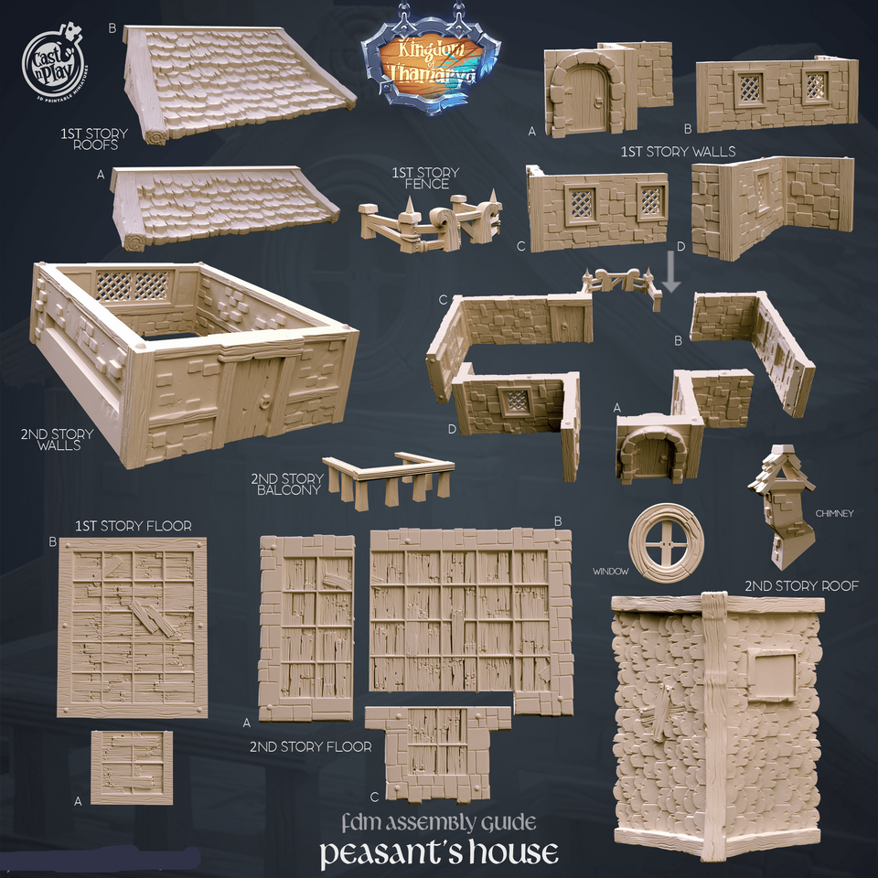 3D Printed Cast n Play Peasant's House Kingdom Of Thamarya 28mm 32mm D&D - Charming Terrain