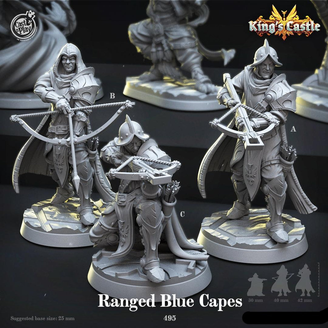 3D Printed Cast n Play Ranged Blue Capes 28mm 32mm D&D - Charming Terrain