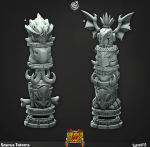 3D Printed Cast n Play Saurus Totems Saurus Rovers Set 28mm 32mm D&D - Charming Terrain