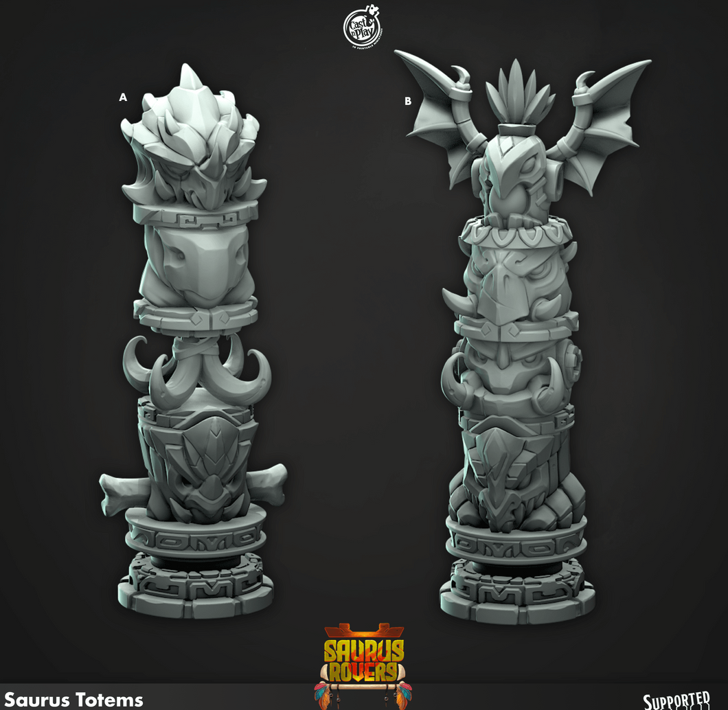 3D Printed Cast n Play Saurus Totems Saurus Rovers Set 28mm 32mm D&D - Charming Terrain