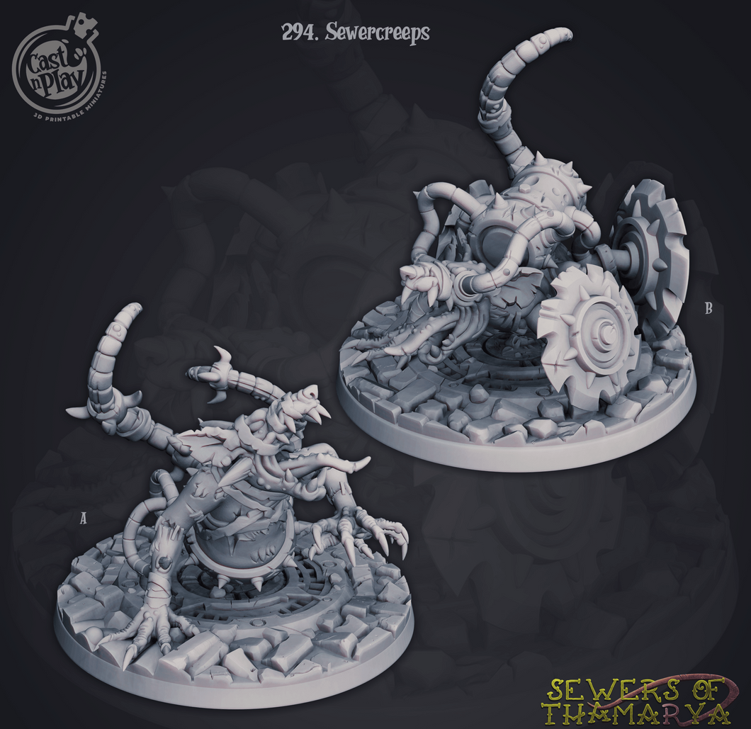 3D Printed Cast n Play Sewers of Thamarya - Sewercreeps 28mm 32mm D&D - Charming Terrain