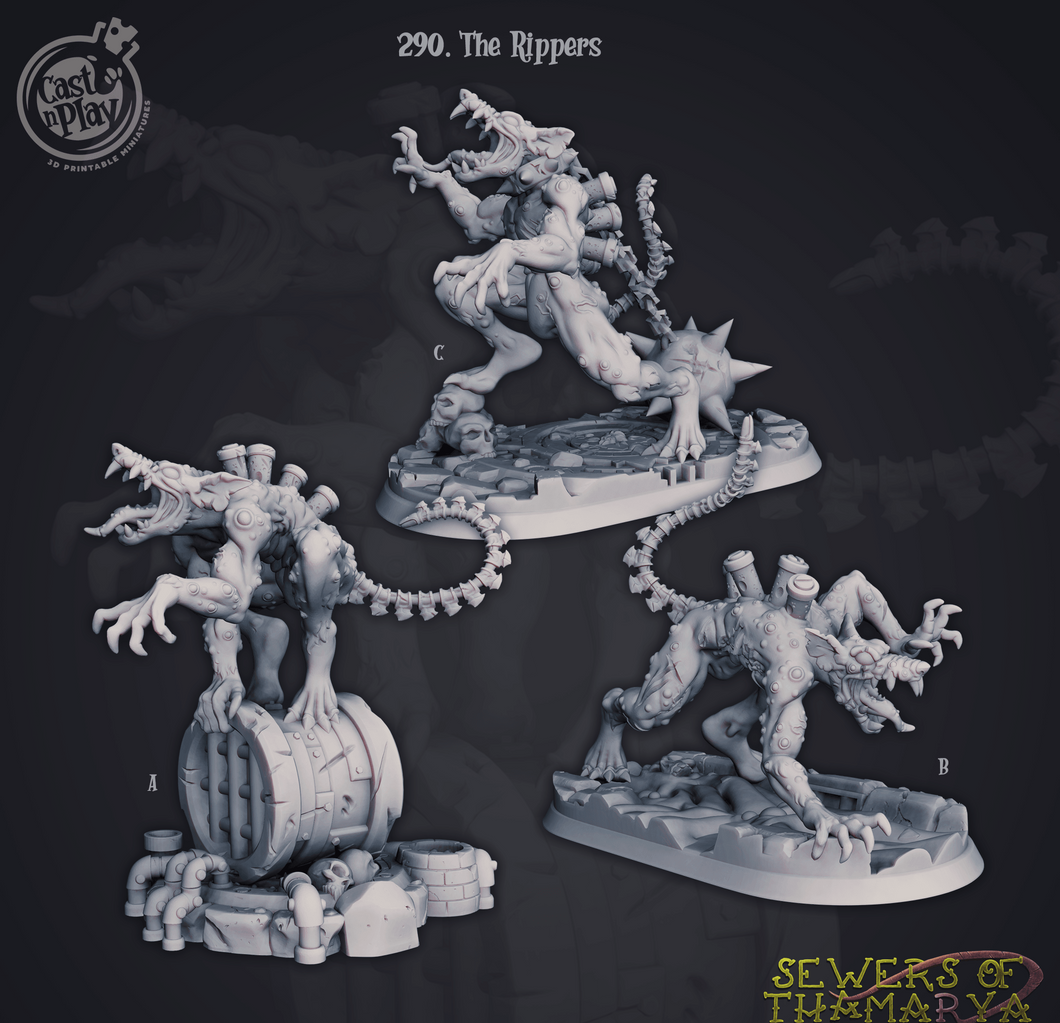 3D Printed Cast n Play Sewers of Thamarya - The Rippers 28mm 32mm D&D - Charming Terrain