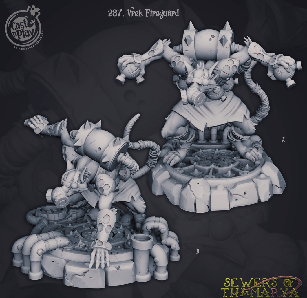 3D Printed Cast n Play Sewers of Thamarya - Vrek Fireguard 28mm 32mm D&D - Charming Terrain