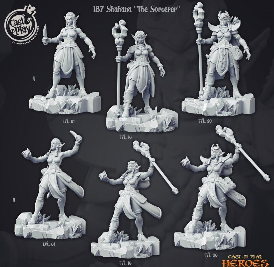 3D Printed Cast n Play Shahana the Sorcerer Heroes Vol. 1 28mm 32mm D&D - Charming Terrain