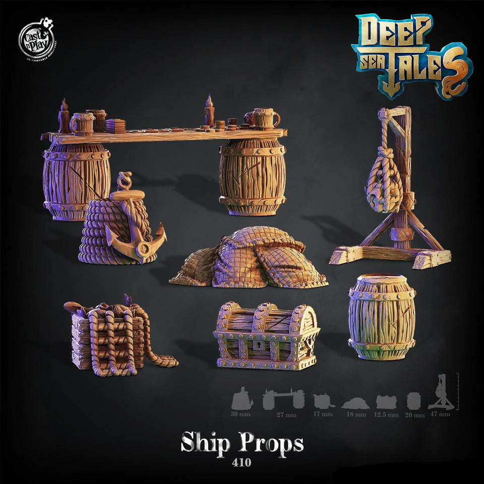 3D Printed Cast n Play Ship Props 28mm 32mm D&D - Charming Terrain