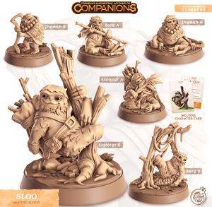 3D Printed Cast n Play Sloo - Sloth Companions 28mm 32mm D&D - Charming Terrain