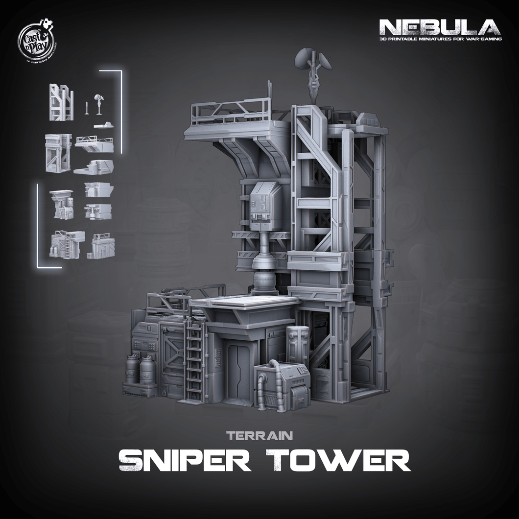 3D Printed Cast n Play SniperTower Nebula Origins 28mm 32mm D&D - Charming Terrain