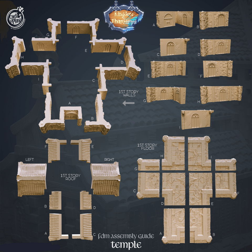 3D Printed Cast n Play Temple Kingdom Of Thamarya 28mm 32mm D&D - Charming Terrain