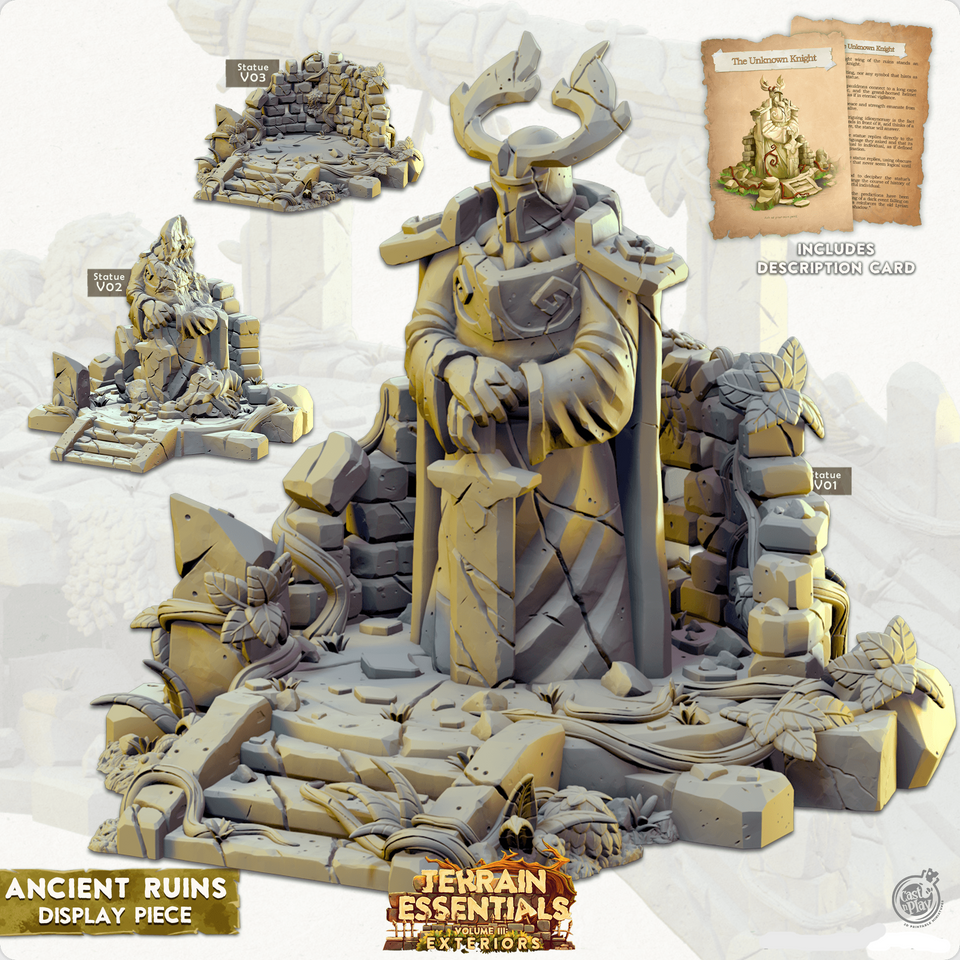 3D Printed Cast n Play Terrain Essentials Ancient Ruins - Display Statue Ancient Ruins Set 28mm 32mm D&D - Charming Terrain