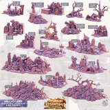 3D Printed Cast n Play Terrain Essentials Exteriors - Graveyard Difficult Terrain and Debris Set 28mm 32mm D&D - Charming Terrain