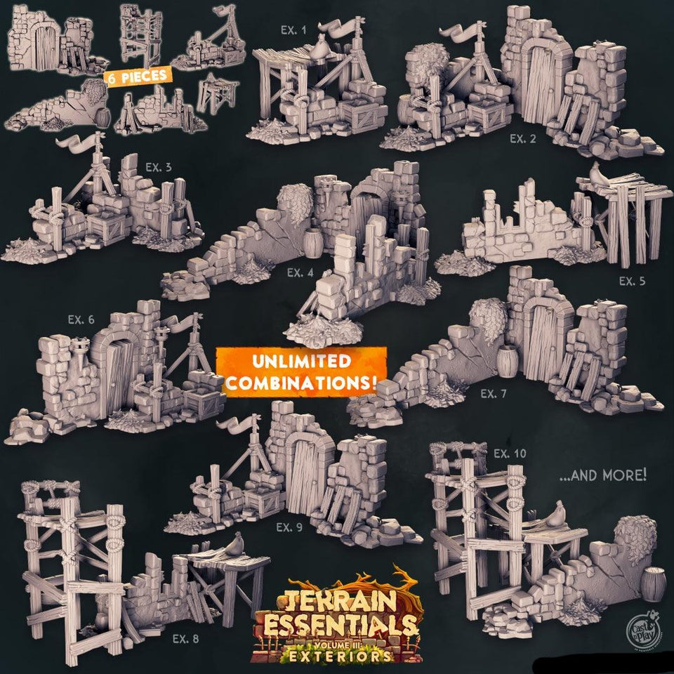 3D Printed Cast n Play Terrain Essentials Exteriors Vol. III - Starter Set 28mm 32mm D&D - Charming Terrain