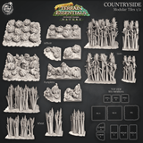 3D Printed Cast n Play Terrain Essentials Nature Meadows & Countryside Terrain - Countryside Modular Tiles Set 28mm 32mm D&D - Charming Terrain