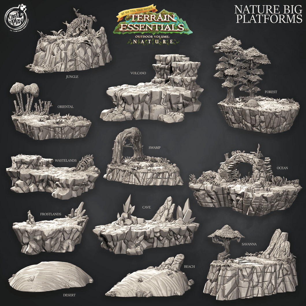 3D Printed Cast n Play Terrain Essentials Nature - Nature Big Platforms Set 28mm 32mm D&D - Charming Terrain