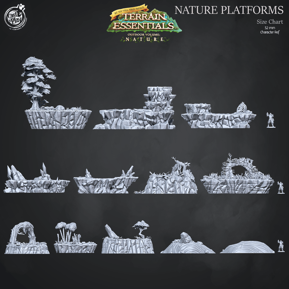 3D Printed Cast n Play Terrain Essentials Nature - Nature Big Platforms Set 28mm 32mm D&D - Charming Terrain