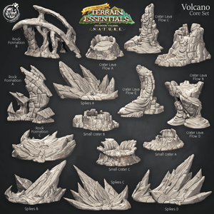 3D Printed Cast n Play Terrain Essentials Nature Volcano Terrain - Volcano Core Set 28mm 32mm D&D - Charming Terrain